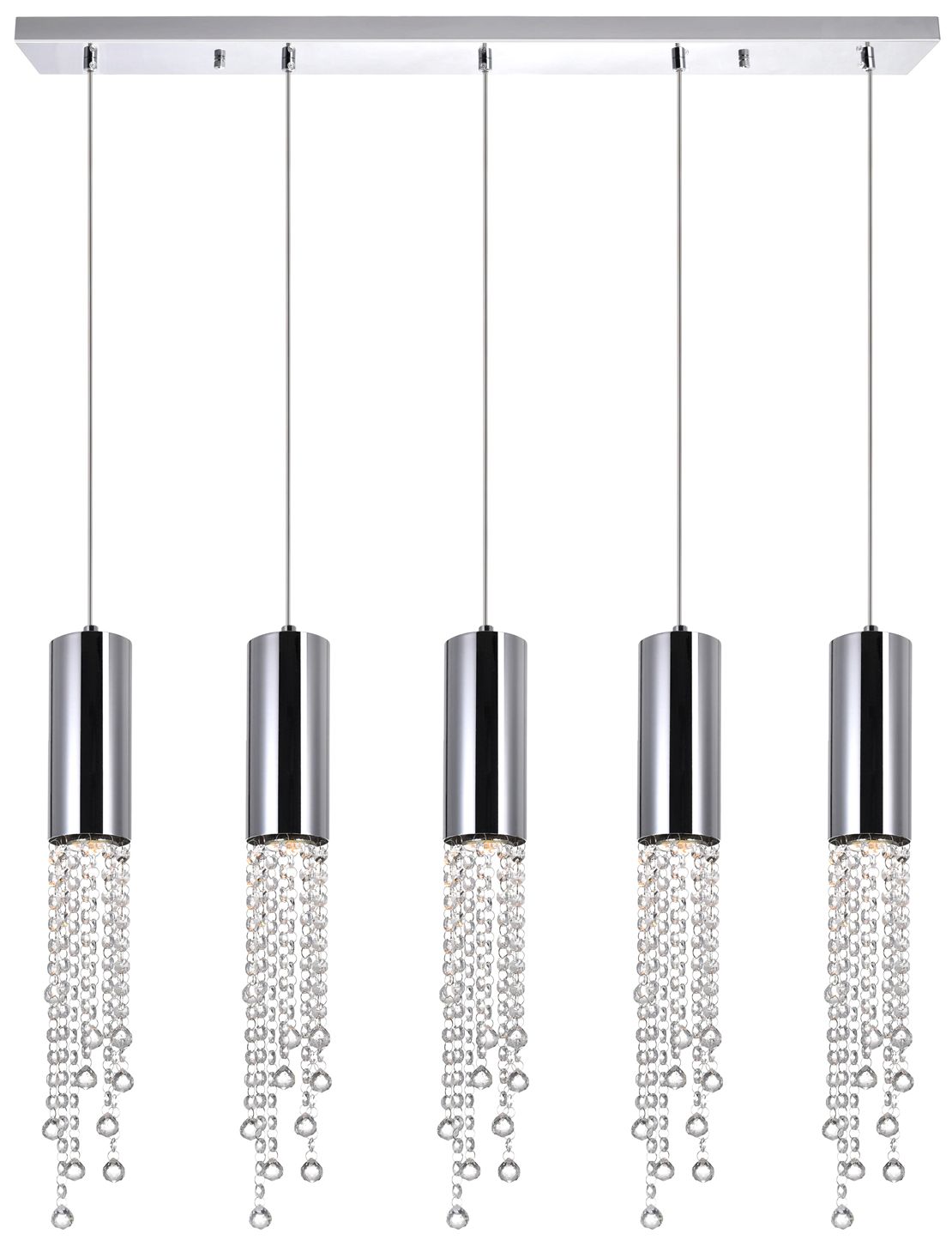 Extended 5 Light 40in Chrome Multi Light Pendant