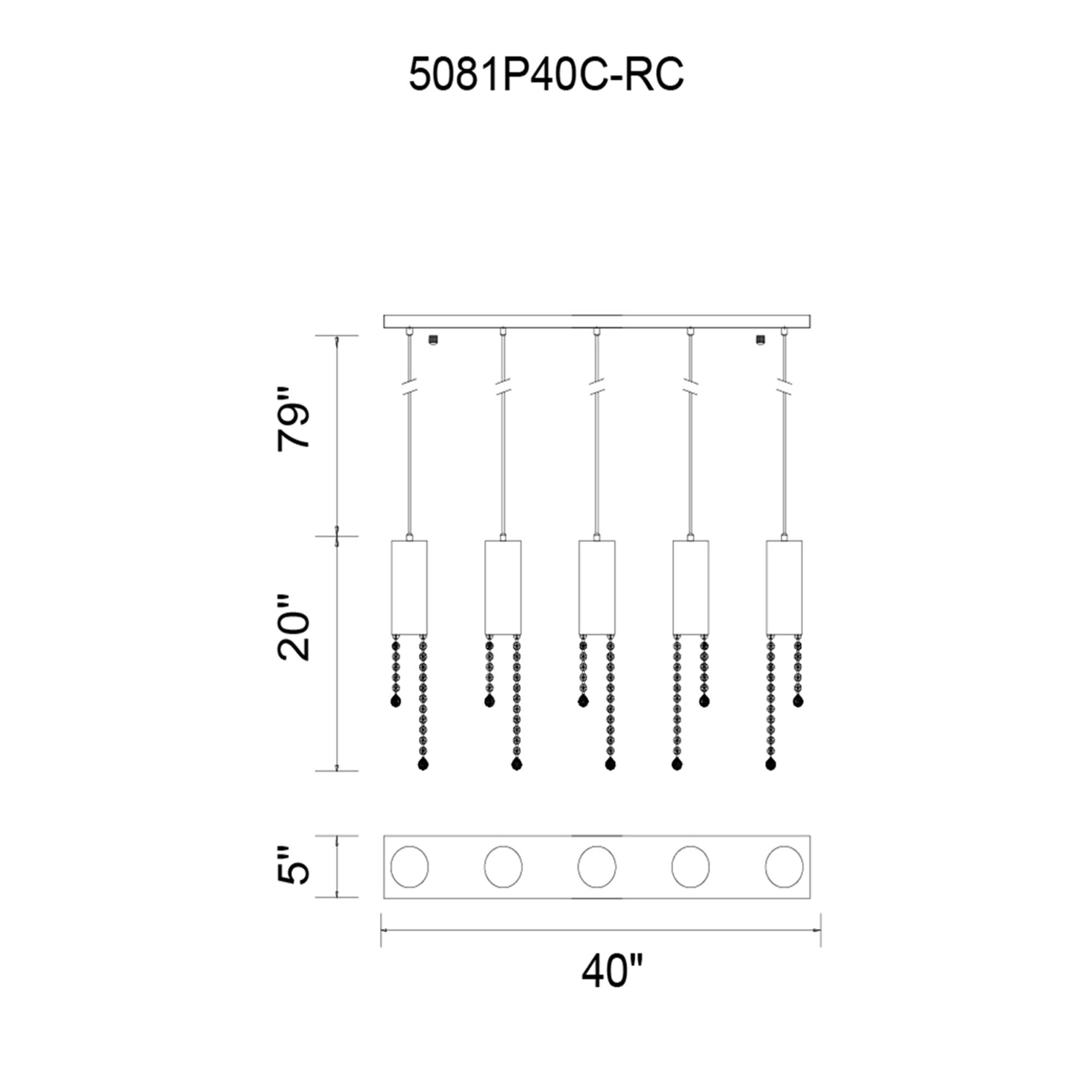 Image 6 Extended 5 Light 40in Chrome Multi Light Pendant more views