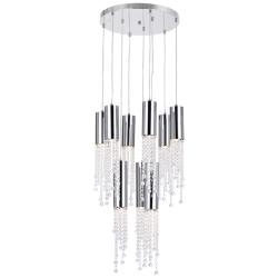 Extended 9 Light Multi Light Pendant With Chrome Finish