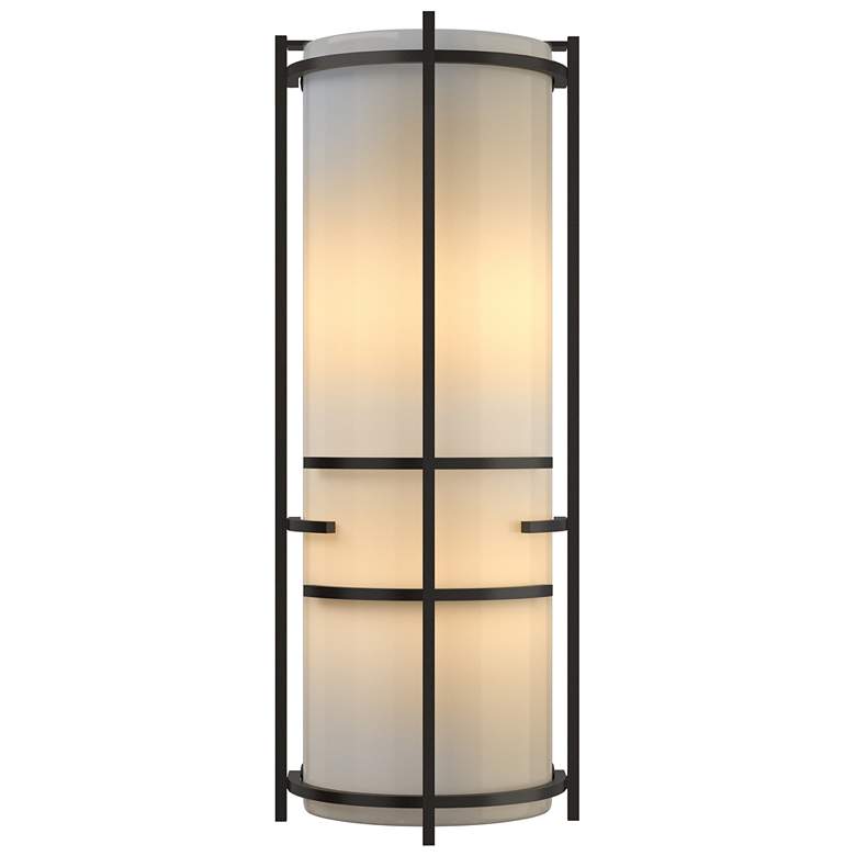 Image 1 Extended Bars Oil Rubbed Bronze Sconce With Ivory Art Glass