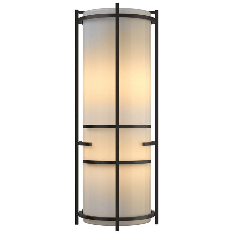 Image 1 Extended Bars Oil Rubbed Bronze Sconce With Ivory Art Glass
