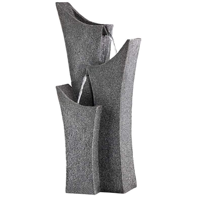Image 2 Exton 31" High Gray Stone Three Tier Modern Garden Fountain