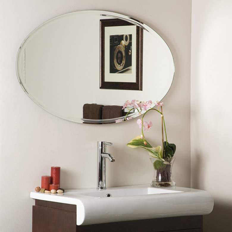 Image 1 Extra Long Oval 39 1/4 inch x 23 1/2 inch Oversized Wall Mirror