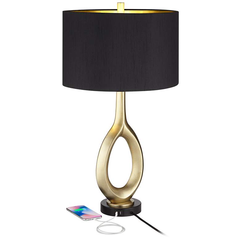 Eyelet Modern Gold Table Lamps Set Of 2 With Usb Ports 369p1 Lamps