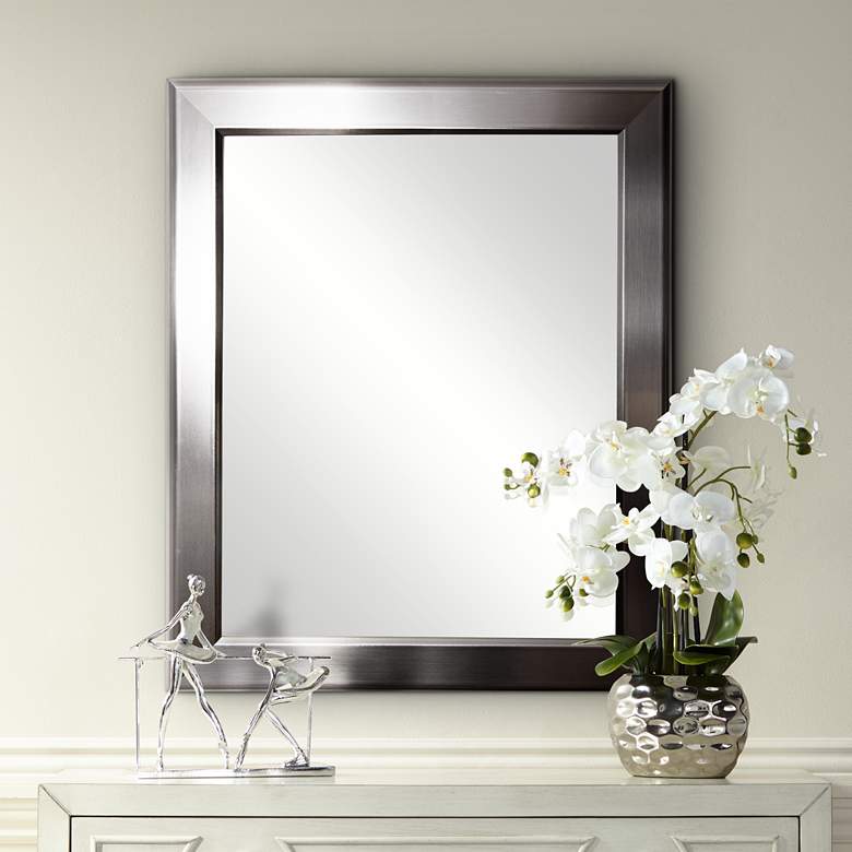 Ezel Silver Round Edge 28&quot; x 34&quot; Wall Mirror
