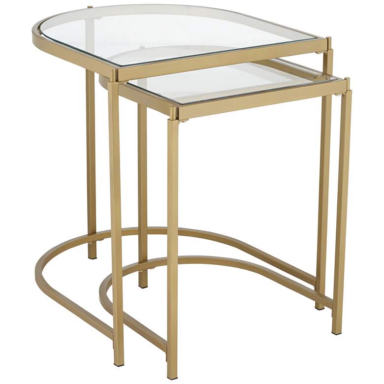 Image 2 Ezio Gold Metal and Glass Nesting Tables Set of 2