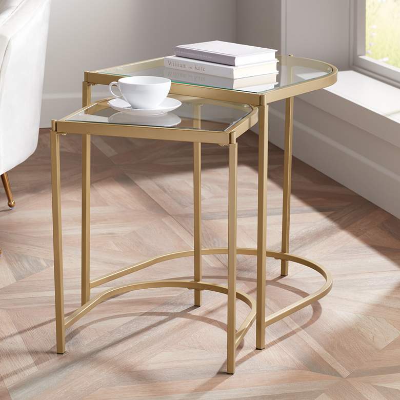 Image 1 Ezio Gold Metal and Glass Nesting Tables Set of 2