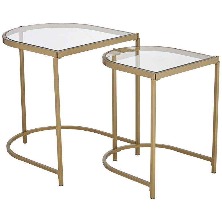 Image 5 Ezio Gold Metal and Glass Nesting Tables Set of 2 more views