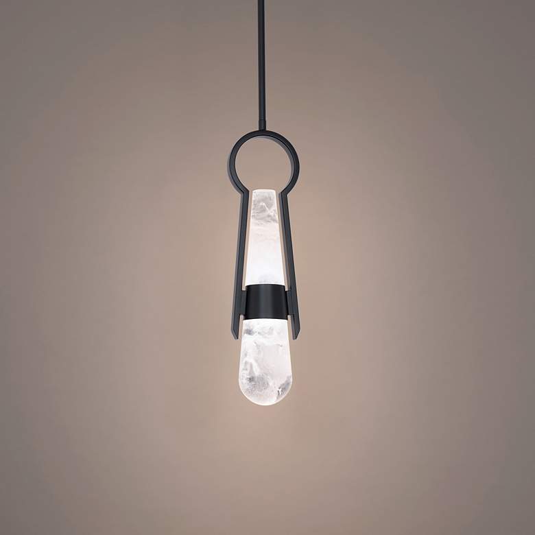 Image 3 Ezra 18.38"H x 4.75"W 2-Light Mini-Pendant in Black more views