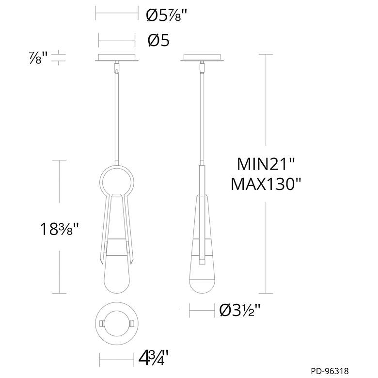 Image 5 Ezra 18.38"H x 4.75"W 2-Light Mini-Pendant in Black more views