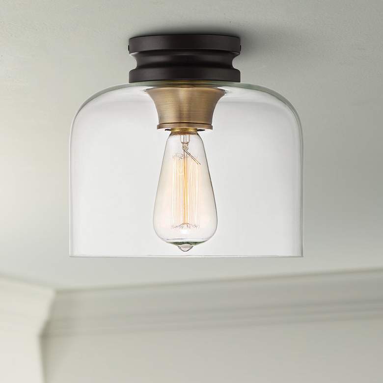 Image 1 Ezra 9" Wide Vintage Bronze Ceiling Light