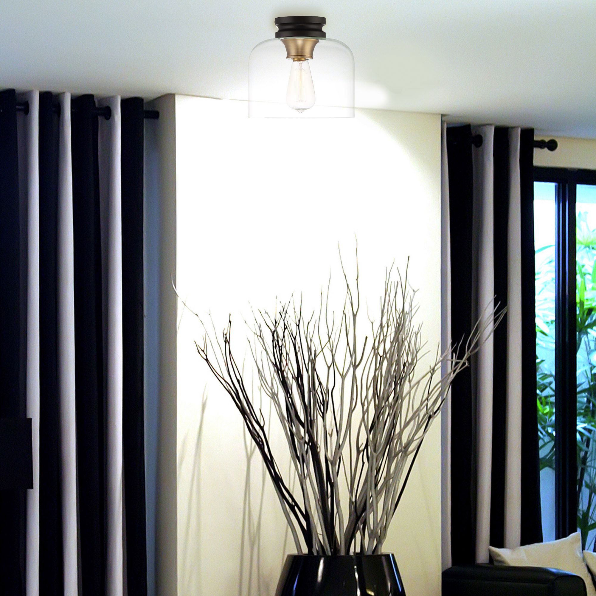 Image 4 Ezra 9" Wide Vintage Bronze Ceiling Light more views