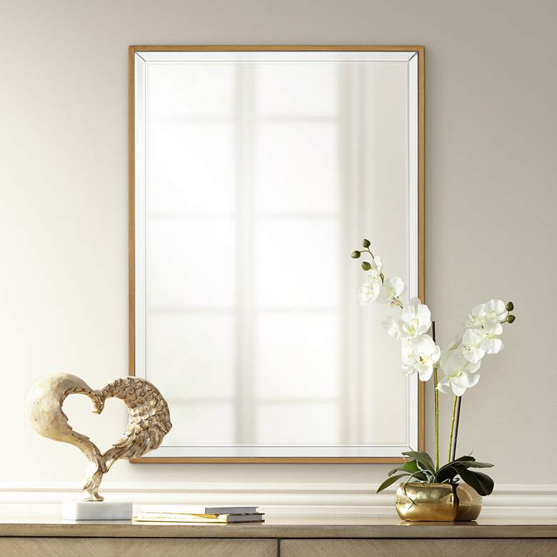 Image 1 Ezra Gold 25 inch x 35 inch Rectangular Wall Mirror