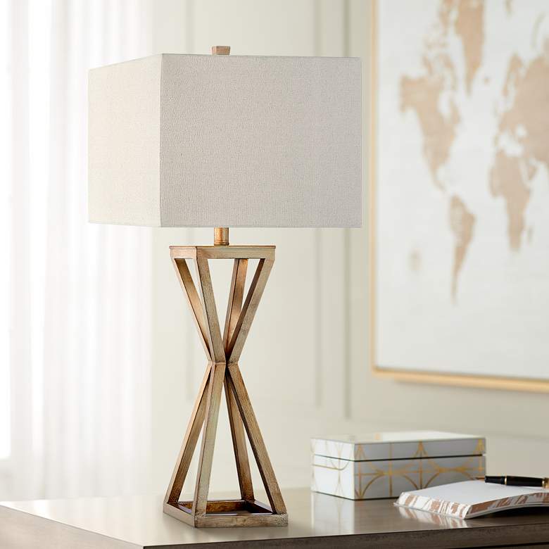 Image 1 Ezra Painted Gold Table Lamp