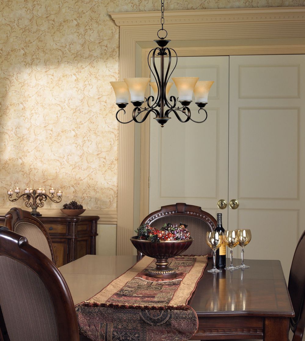 Duchess One Tier Bronze and Marble Glass Traditional Uplight Chandelier