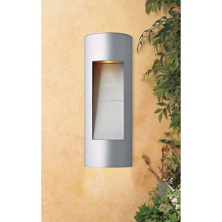 Image 3 Hinkley Luna 16" High Titanium Outdoor Wall Light in scene