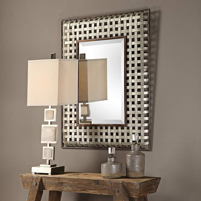 Image 1 Fabelle Galvanized Metal 28 1/4 inch x 36 1/4 inch Wall Mirror