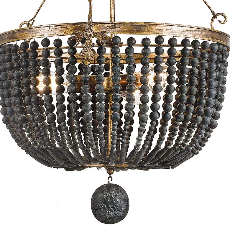 Image 3 Fabian 21 1/2"W Antique Gold Black Wood 3-Light Chandelier more views