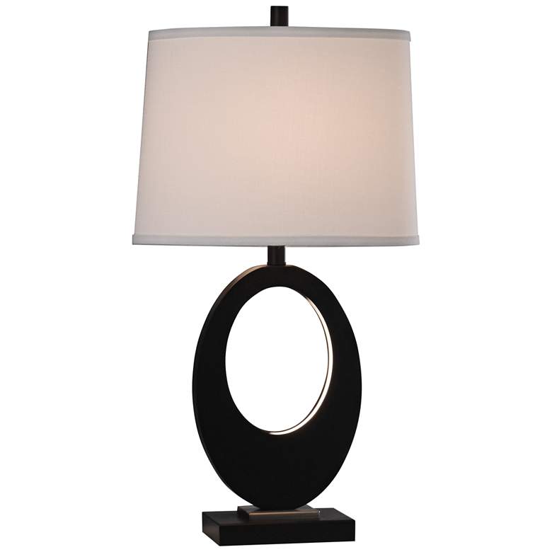 Image 1 Fabian 29" Black Oval USB Table Lamp with LED Night Light