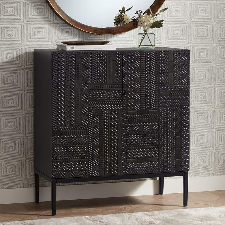Image 1 Fabian 32" Wide Charcoal 2-Door Console Table