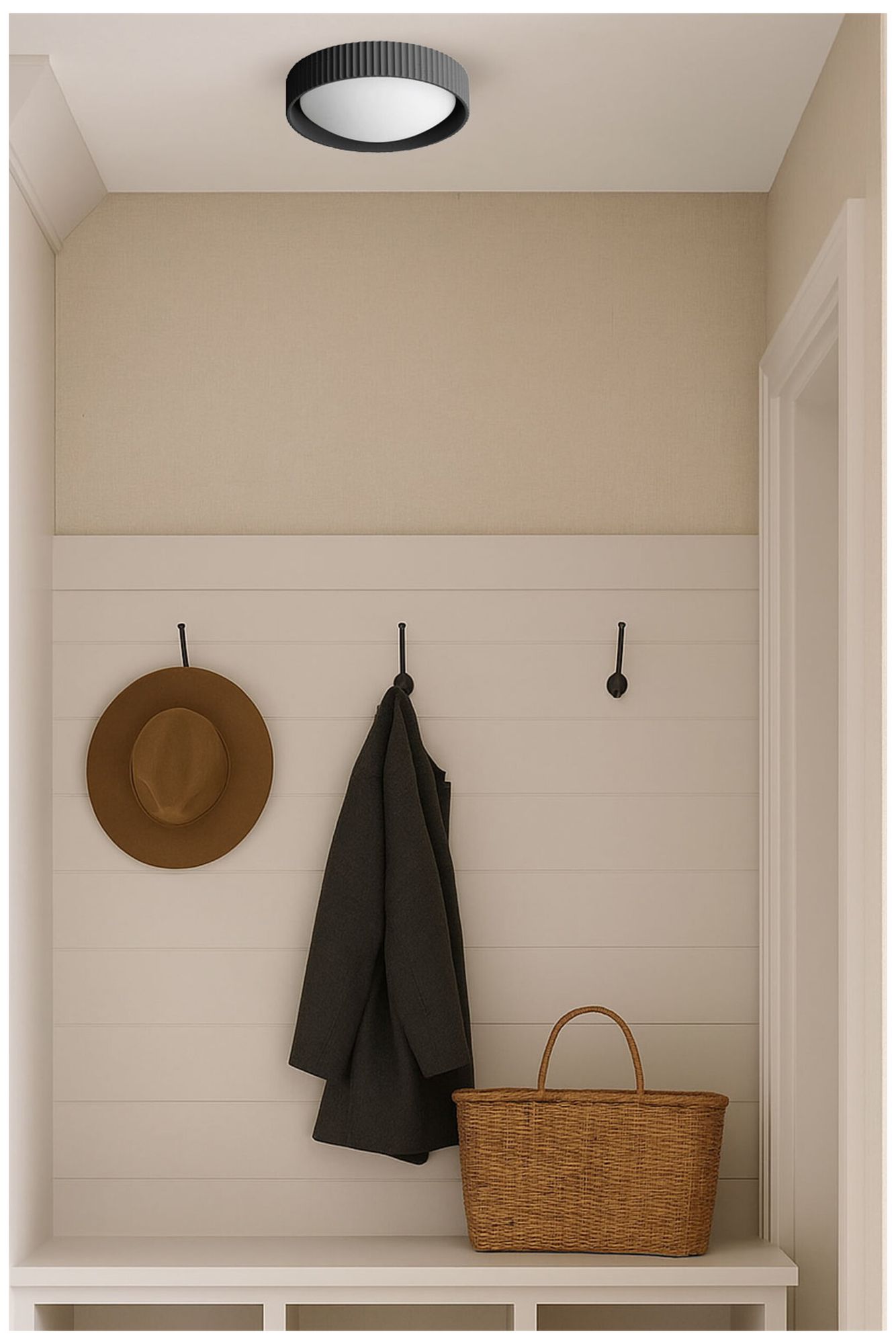 Image 6 Fabiana 13" Wide Matte Black, White LED Flush Mount more views