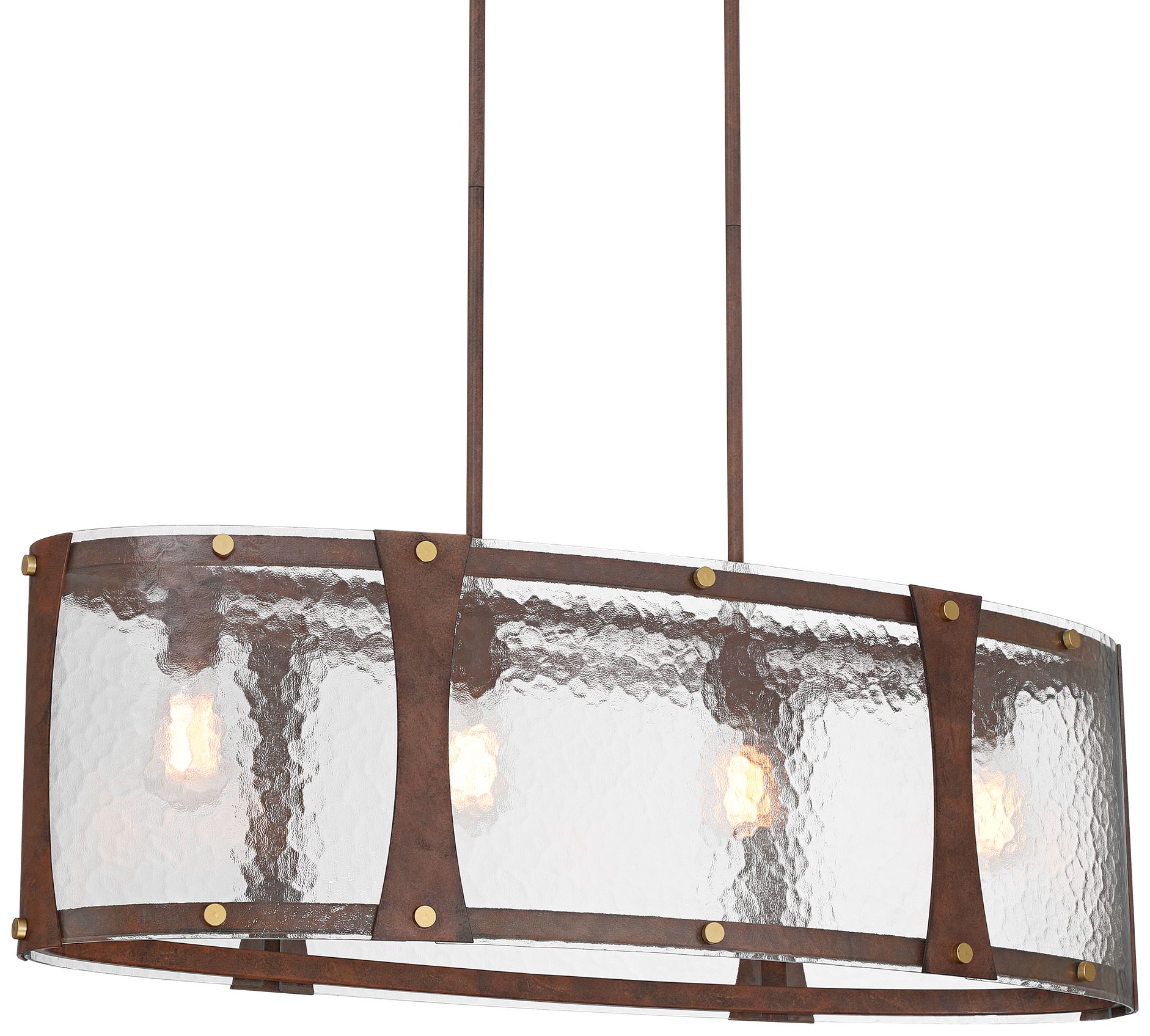 Fable 36" Wide Rust Brown and Antique Brass 4-Light Chandelier