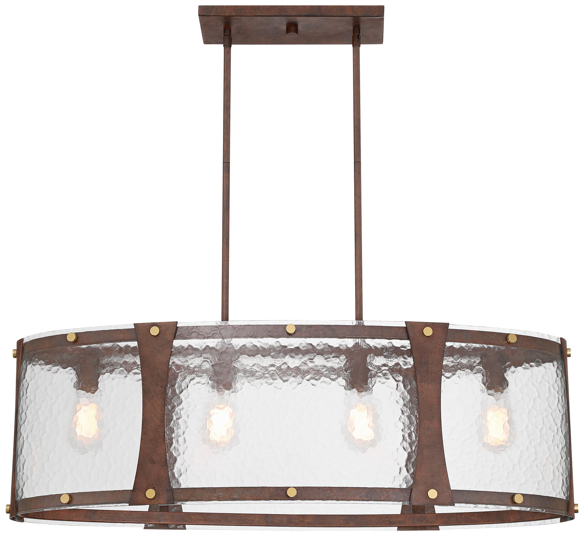 Watch A Video About the Fable Rust Brown and Antique Brass 4 Light Chandelier