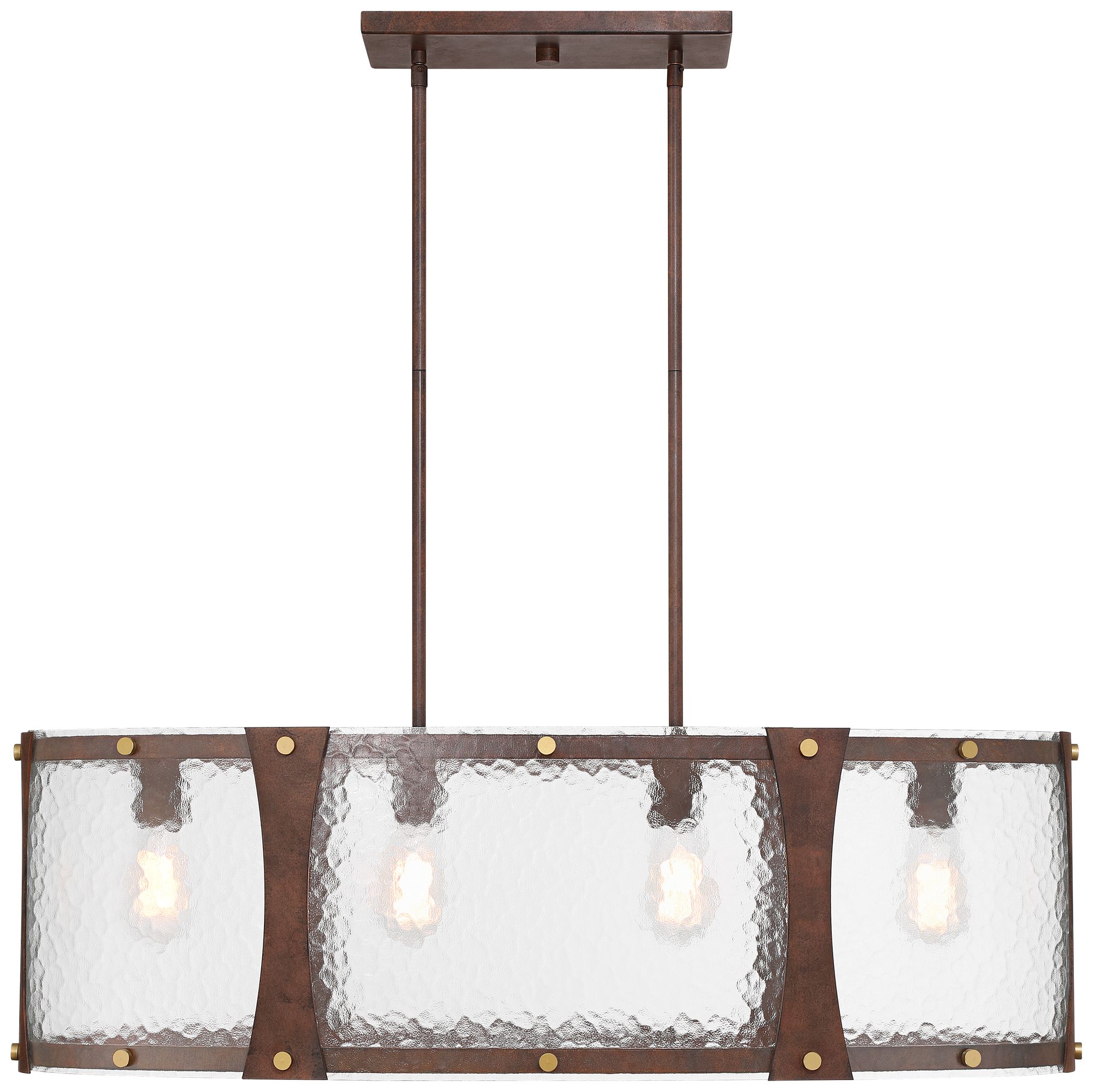 Watch A Video About the Fable Rust Brown and Antique Brass 4 Light Chandelier