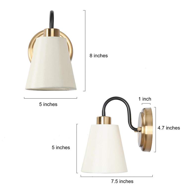 Image 4 Fablic 1-Light 5" Wide Black and Gold Bath Light more views