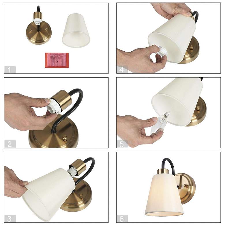 Image 5 Fablic 1-Light 5" Wide Black and Gold Bath Light more views