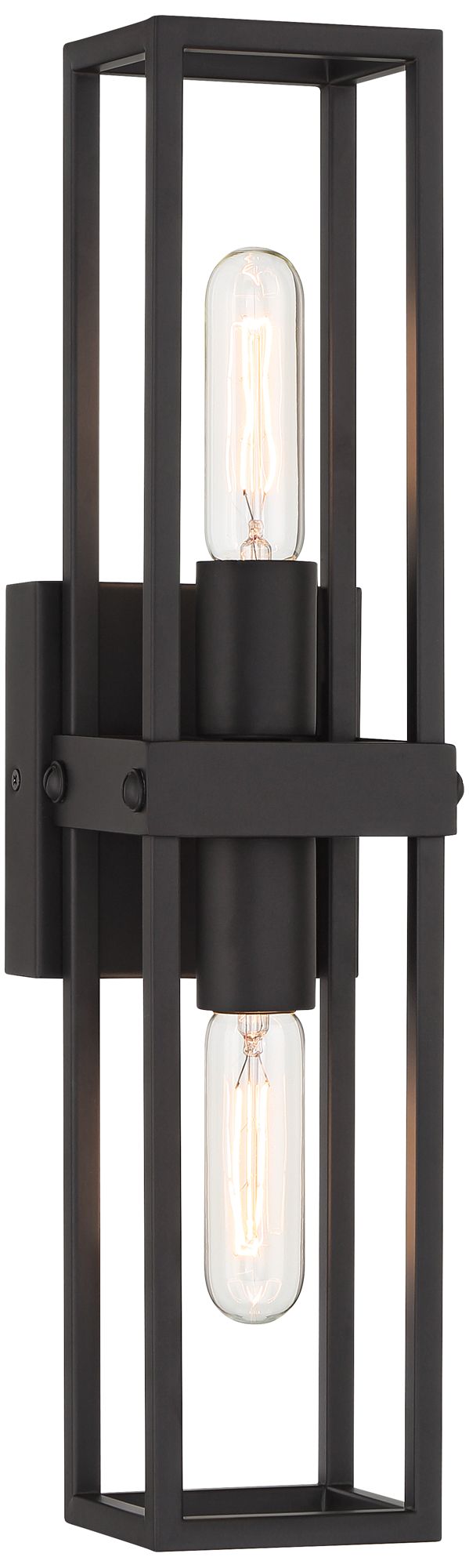 Fabrian 18 1/4" High Black 2-Light Rectangular Wall Sconce