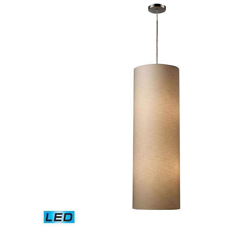 Image 1 Fabric Cylinders 12 inch Wide 4-Light Pendant - Satin Nickel (LED)