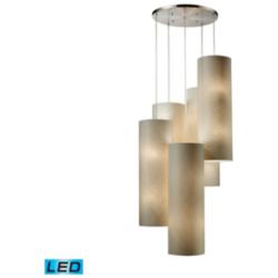 Fabric Cylinders 33&quot; Wide 20-Light Pendant - Satin Nickel (LED)