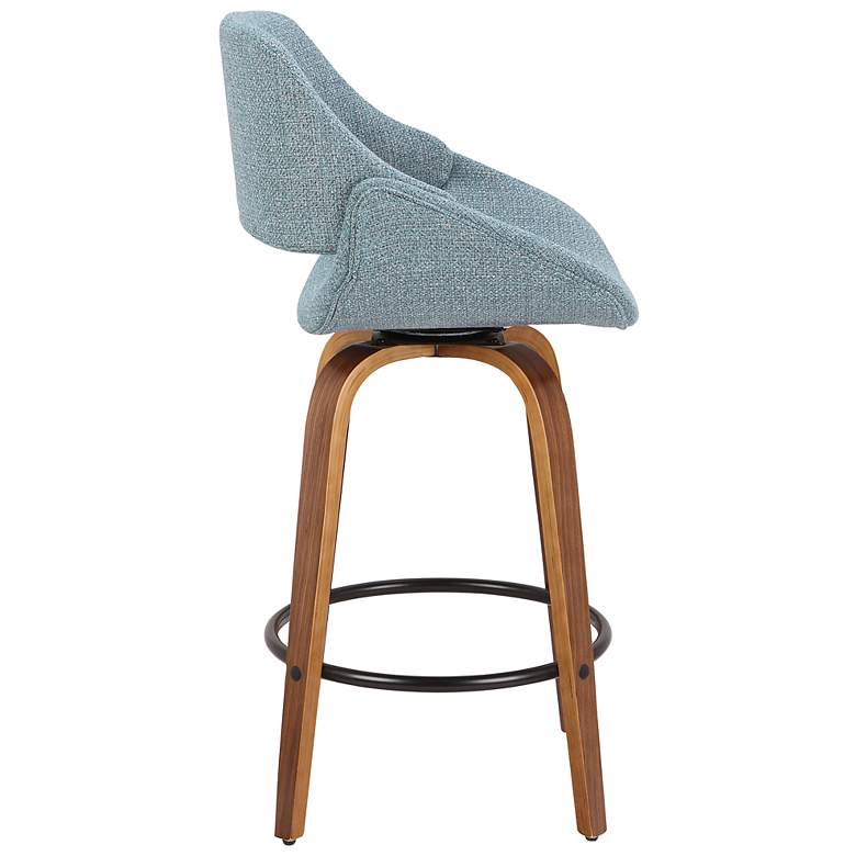 Image 3 Fabrico Counter Stool in Walnut and Blue Noise Fabric by LumiSource Pair more views