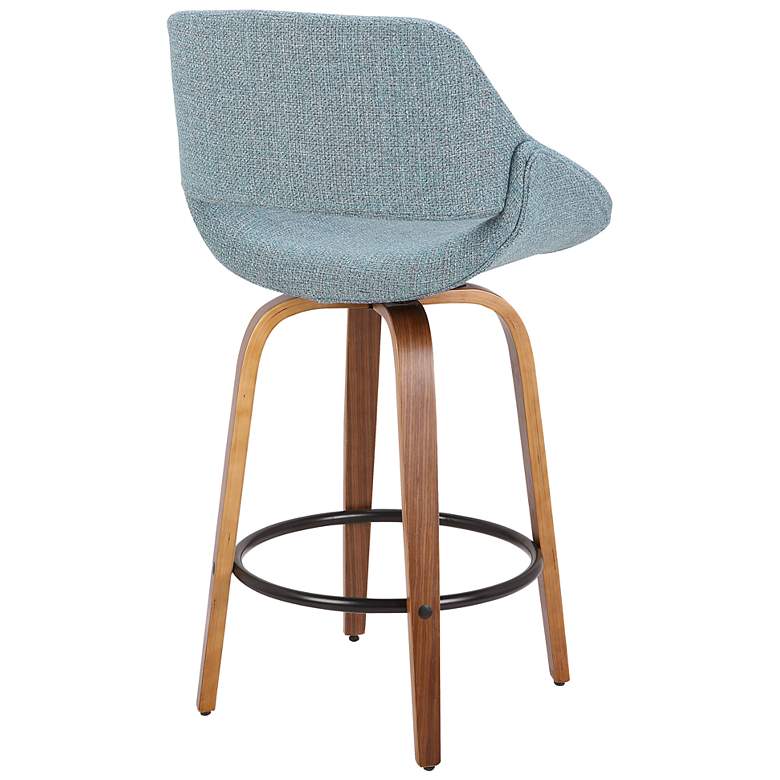 Image 4 Fabrico Counter Stool in Walnut and Blue Noise Fabric by LumiSource Pair more views