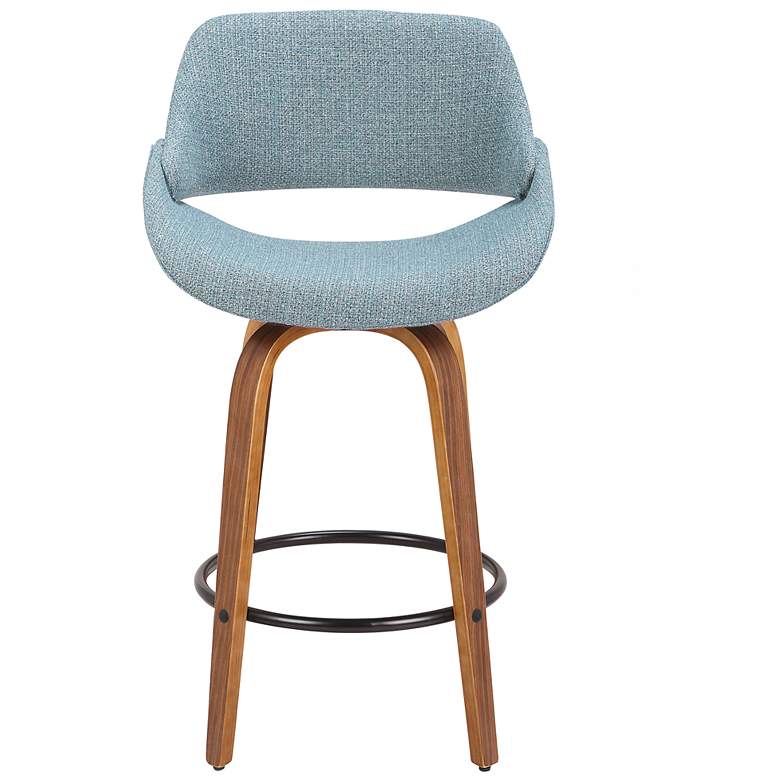 Image 6 Fabrico Counter Stool in Walnut and Blue Noise Fabric by LumiSource Pair more views