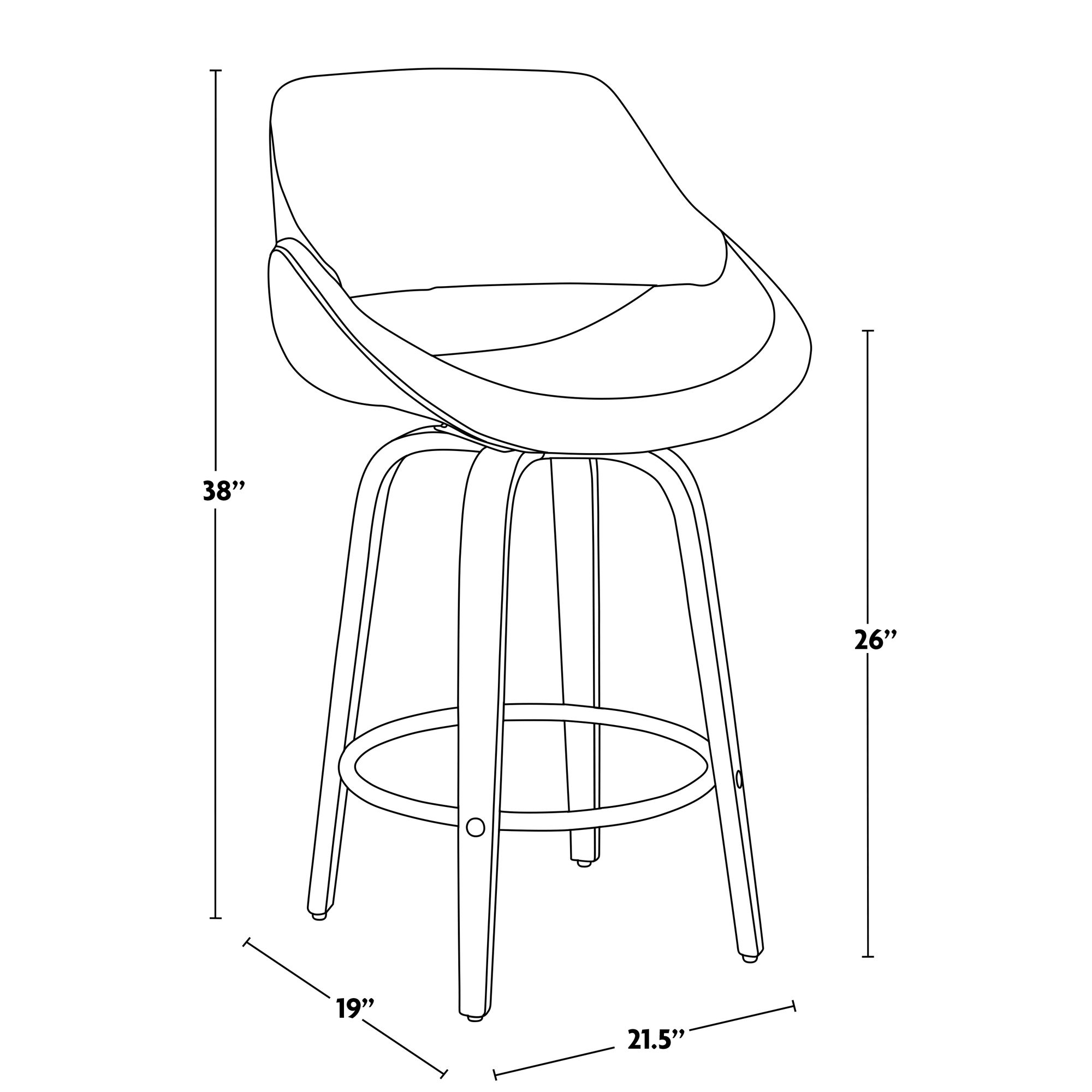 Fabrico Counter Stool in Walnut and Cream Fabric by LumiSource Pair