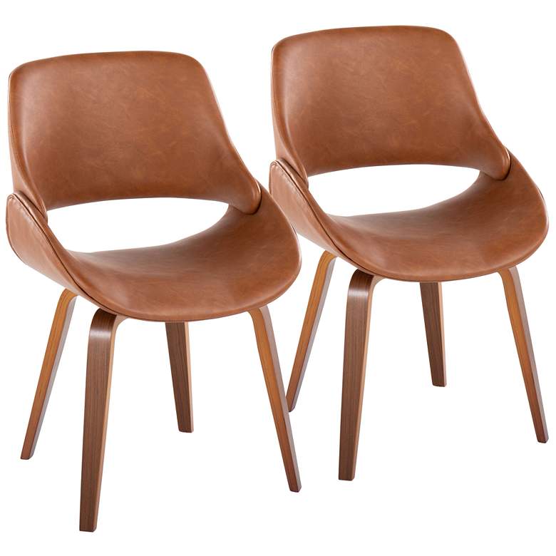 Image 1 Fabrico Dining/Accent Chair in Walnut and Camel PU by LumiSource Pair