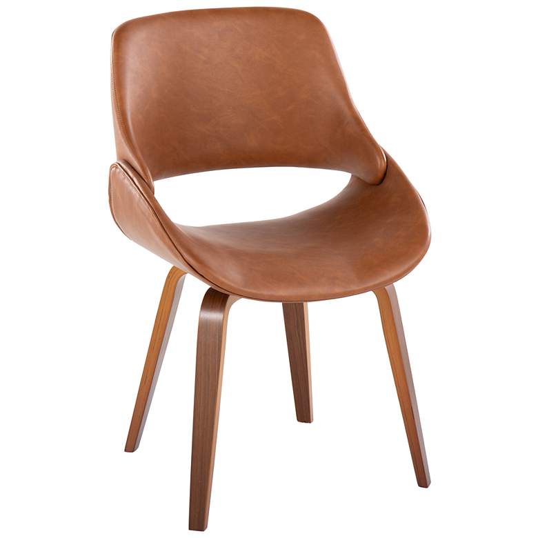 Image 2 Fabrico Dining/Accent Chair in Walnut and Camel PU by LumiSource Pair more views