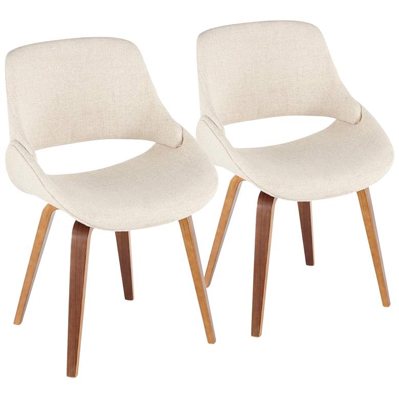 Image 1 Fabrico Dining/Accent Chair Walnut Cream Noise Fabric by LumiSource Pair