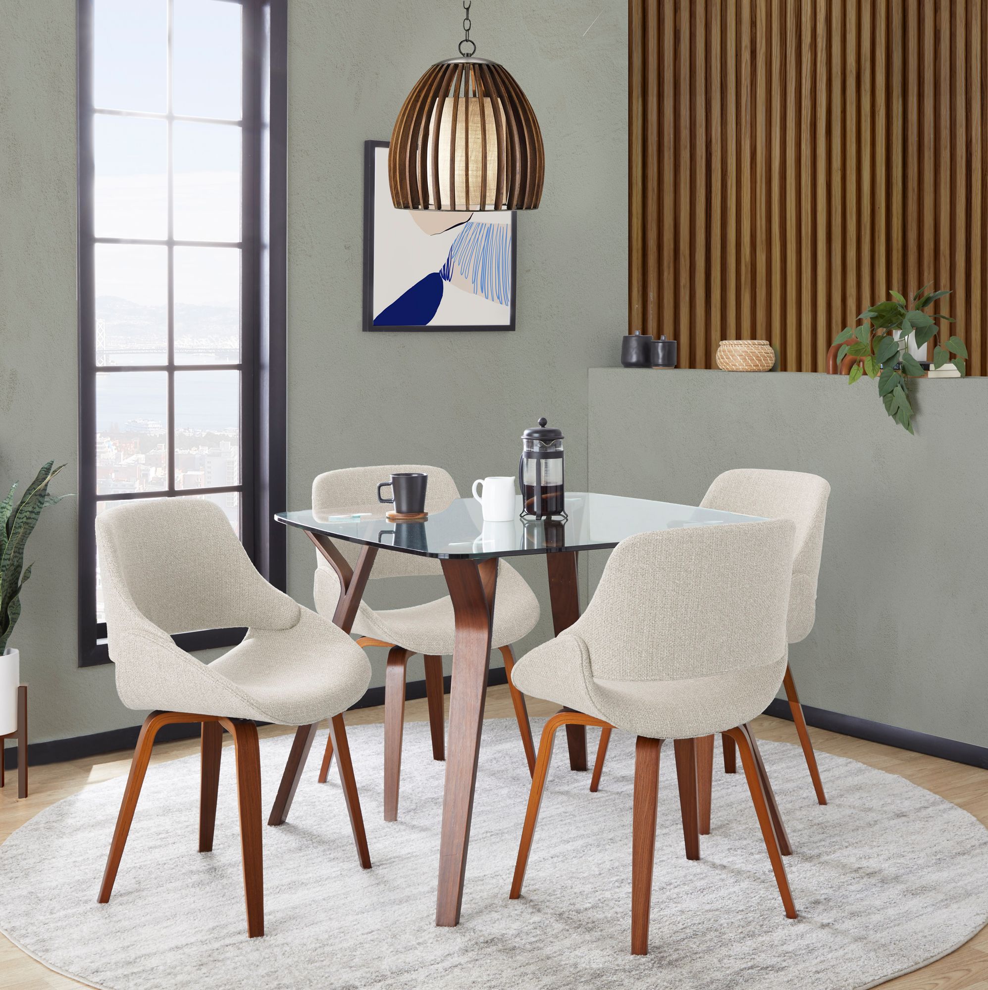 Fabrico Dining/Accent Chair Walnut Cream Noise Fabric by LumiSource Pair