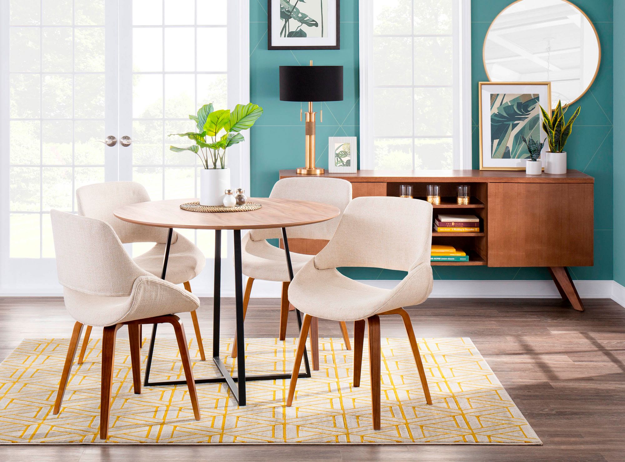 Fabrico Dining/Accent Chair Walnut Cream Noise Fabric by LumiSource Pair