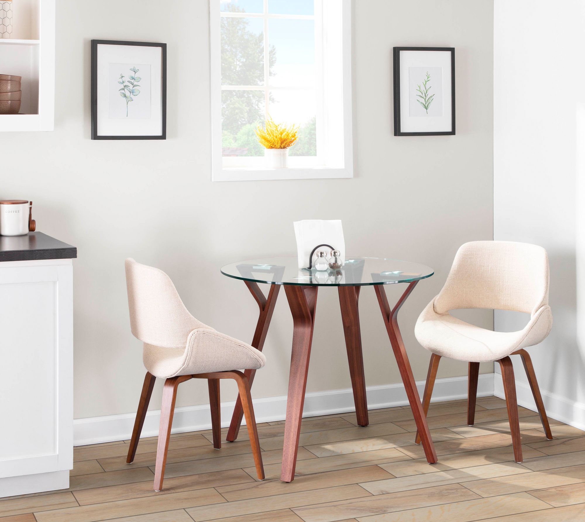 Fabrico Dining/Accent Chair Walnut Cream Noise Fabric by LumiSource Pair