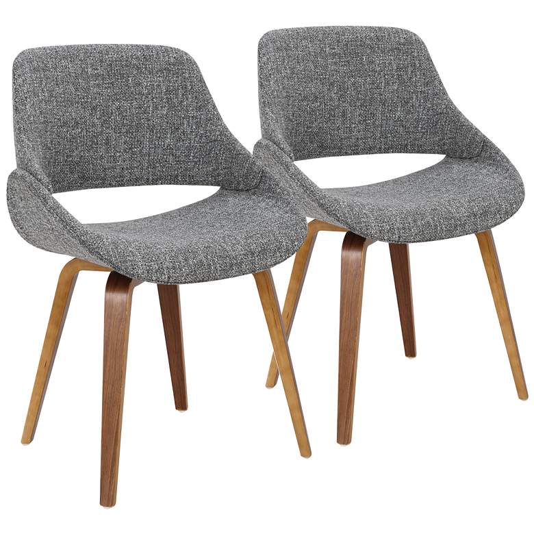 Image 1 Fabrico Dining/Accent Chair Walnut Grey Noise Fabric by LumiSource Pair