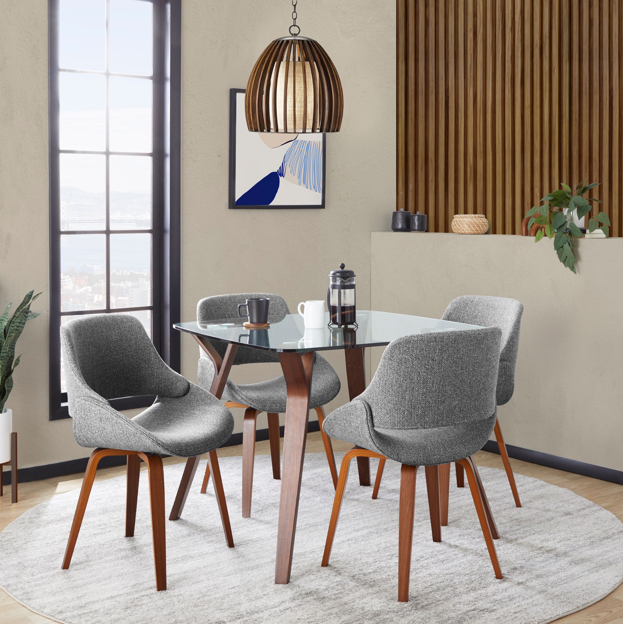 Fabrico Dining/Accent Chair Walnut Grey Noise Fabric by LumiSource Pair