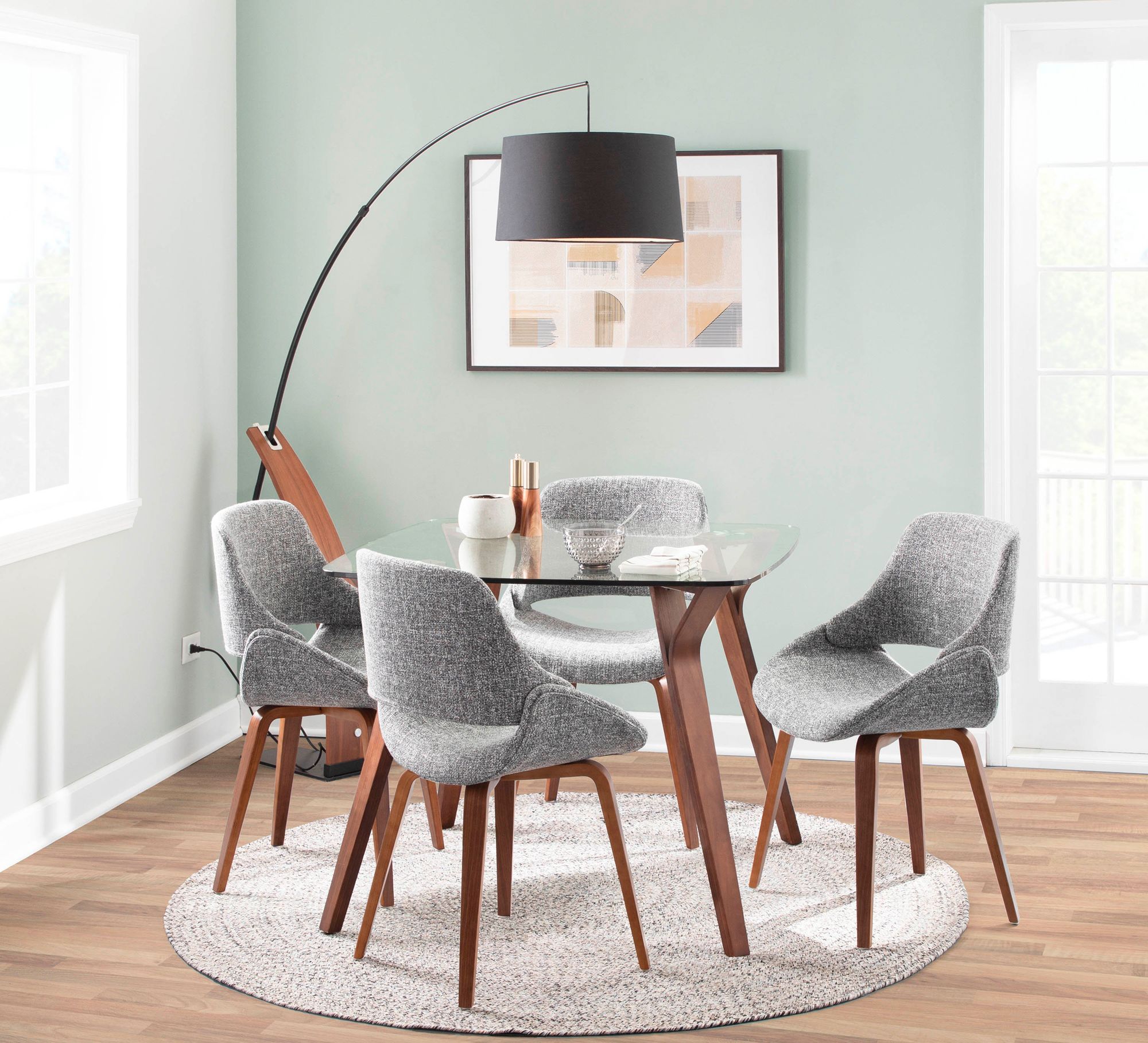 Fabrico Dining/Accent Chair Walnut Grey Noise Fabric by LumiSource Pair