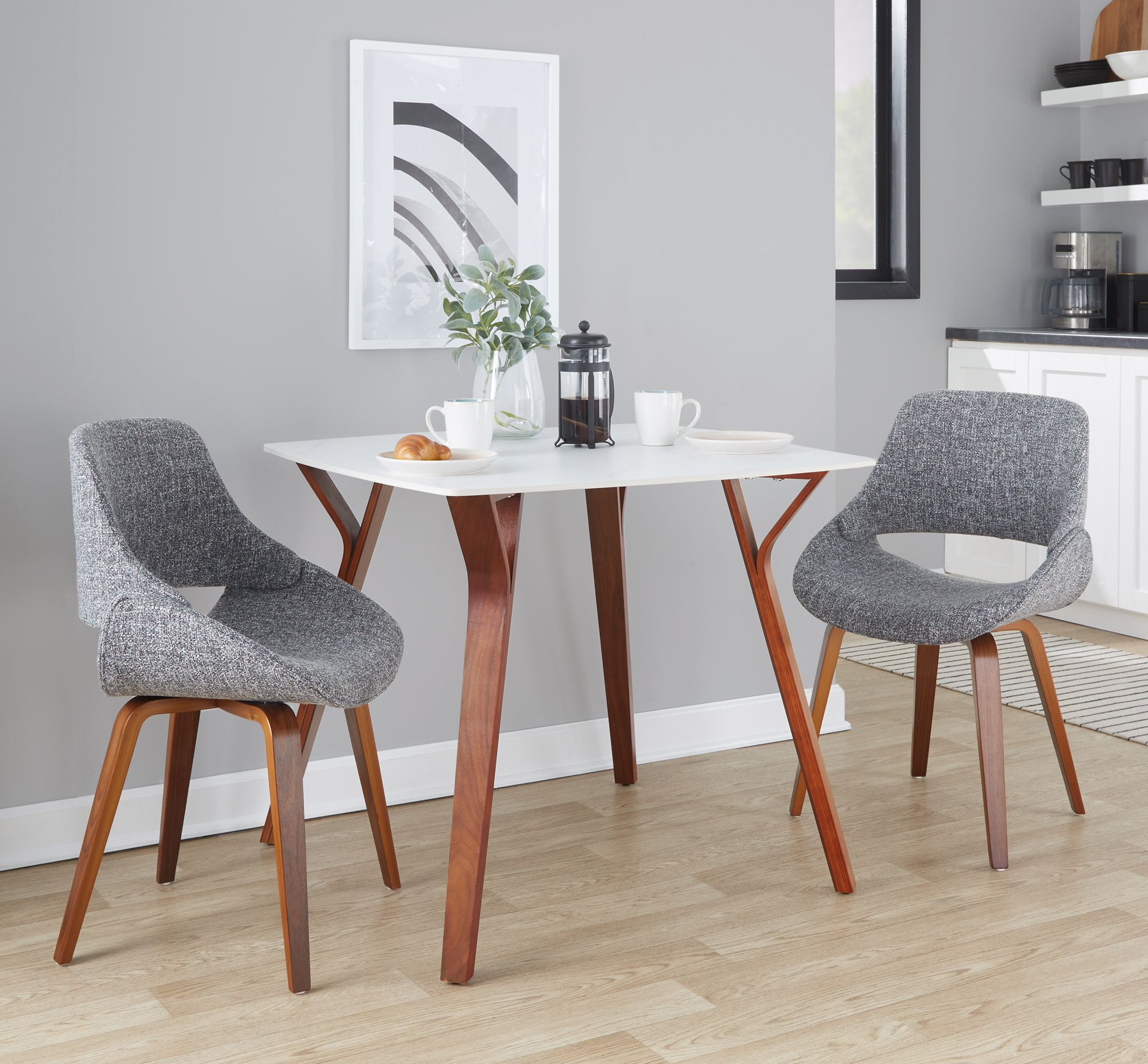 Fabrico Dining/Accent Chair Walnut Grey Noise Fabric by LumiSource Pair