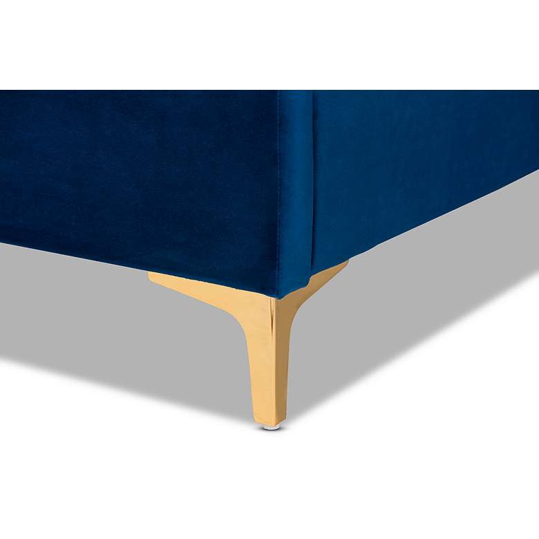 Image 1 Fabrico Navy Blue Velvet Fabric Queen Size Platform Bed
