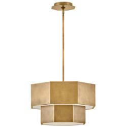 Facet 16 1/2" Wide Heritage Brass Hexagon Pendant Light