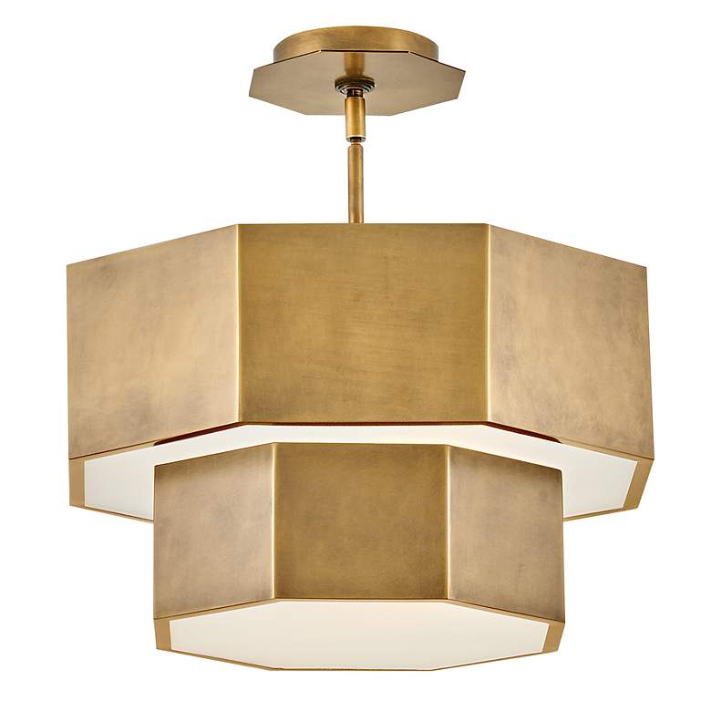 Image 2 Facet 16 1/2" Wide Heritage Brass Hexagon Pendant Light more views